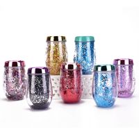 U-shaped Eggshell Cup Double Sequin Water Cup Egg Thermos Cup main image 1