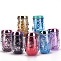 U-shaped Eggshell Cup Double Sequin Water Cup Egg Thermos Cup main image 3