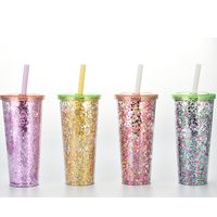 Large Capacity Double Layer Large Hole Plastic Pearl Milk Tea Straw Cup With Lid main image 1