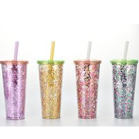 Large Capacity Double Layer Large Hole Plastic Pearl Milk Tea Straw Cup With Lid main image 2