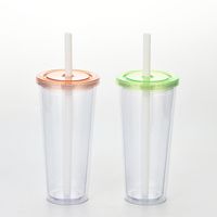 Large Capacity Double Layer Large Hole Plastic Pearl Milk Tea Straw Cup With Lid main image 3