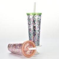 Large Capacity Double Layer Large Hole Plastic Pearl Milk Tea Straw Cup With Lid main image 4