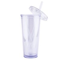 عبر الحدود ال 24oz كوب بلاستيكي مزدوج الترتر شفاف كوب قشة بلاستيكي مع غطاء شاي الحليب بالجملة main image 6