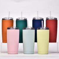 Double-layer Stainless Steel Creative Handy Cup Office Home Leisure Car Water Cup With Straw Insulation Portable Coffee Cup main image 4