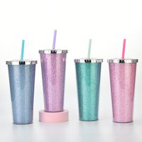 24oz Large-capacity Double-layer Plastic Straw Cup Water Cup main image 3