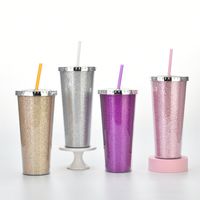 24oz Large-capacity Double-layer Plastic Straw Cup Water Cup main image 4