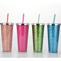 24oz Large-capacity Double-layer Plastic Straw Cup Water Cup main image 5
