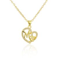 European And American Ins Heart-shaped Letter Inlaid Zirconium Pendant Female  Spot Copper-plated Gold Hot Sale Letter Necklace sku image 1