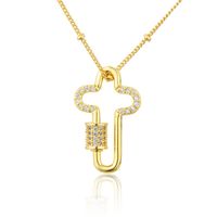 Ins European And American Foreign Trade New Cross Zircon Necklace Female  Cross-border Spot Simple Copper-plated Gold Pendant sku image 1