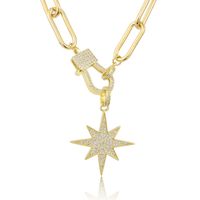 Cross-border New Arrival Hip Hop Cool Asterism Necklace For Men And Women In Stock Direct Supply European And American Simple Copper-plated Gold Inlaid Zirconium Sweater Chain sku image 1