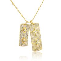 New Star Rectangular Tag Fashion Copper Gold-plated Inlaid Zirconium Pendant Sweater Chain sku image 1