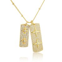 Nueva Estrella Etiqueta Rectangular Moda Cobre Chapado En Oro Con Incrustaciones De Circonio Colgante Cadena De Suéter sku image 1