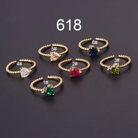 Simple Colorful Zircon Love Ring Fashion Hand Jewelry Adjustable Ring sku image 2