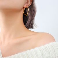 Européen Et Américain Ins Style Haute Profil Personnalité De La Mode Géométrie Carré Boucles D'oreilles En Titane Acier Plaqué 18k Réel Or Couleur Conservant Boucles D'oreilles F227 sku image 11