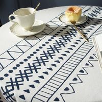 Bohemian Multicolor Printing Geometric Tassel Round Table Cloth Western Table Home Coffee Table Cover Cloth sku image 3