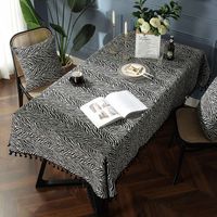 Bohemian Style Yarn-dyed Jacquard Black Tassel Table Cloth Home Coffee Table Cover Cloth sku image 2