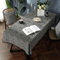 Bohemian Style Yarn-dyed Jacquard Black Tassel Table Cloth Home Coffee Table Cover Cloth sku image 3