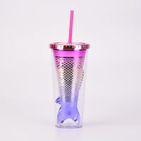 Fashion Sequins Mermaid Tail Plastic Water Bottles 1 Piece sku image 1