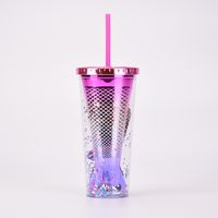 Moda Lentejuelas Cola De Sirena El Plastico Vasos 1 Pieza sku image 2