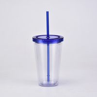 Double-layer Plastic Straw Cup With Lid 16oz Straight Cup Water Cup sku image 6