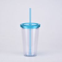 Vaso De Plástico Con Pajita De Doble Capa Con Tapa Vaso Recto De Agua De 16oz sku image 9