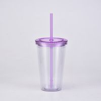 Double-layer Plastic Straw Cup With Lid 16oz Straight Cup Water Cup sku image 10