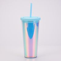 Factory Direct Supply Thickened Tumbler Double Plastic Straw Cup Large Capacity Outdoor Magic Color Drink Cup Customizable sku image 1