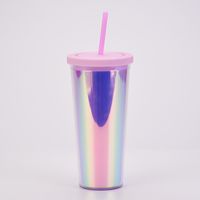 Factory Direct Supply Thickened Tumbler Double Plastic Straw Cup Large Capacity Outdoor Magic Color Drink Cup Customizable sku image 2