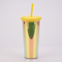 Factory Direct Supply Thickened Tumbler Double Plastic Straw Cup Large Capacity Outdoor Magic Color Drink Cup Customizable sku image 3