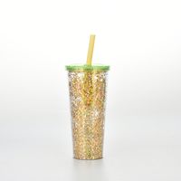 Large Capacity Double Layer Large Hole Plastic Pearl Milk Tea Straw Cup With Lid sku image 1