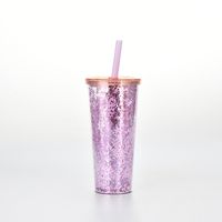 Large Capacity Double Layer Large Hole Plastic Pearl Milk Tea Straw Cup With Lid sku image 2