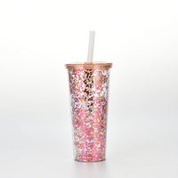 Large Capacity Double Layer Large Hole Plastic Pearl Milk Tea Straw Cup With Lid sku image 6