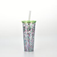Large Capacity Double Layer Large Hole Plastic Pearl Milk Tea Straw Cup With Lid sku image 7
