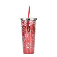 2021 New Plastic Straw Cup Glitter Water Cup Wholesale Cold Drink Cup sku image 3