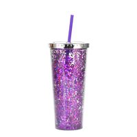 2021 New Plastic Straw Cup Glitter Water Cup Wholesale Cold Drink Cup sku image 4