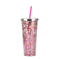 2021 New Plastic Straw Cup Glitter Water Cup Wholesale Cold Drink Cup sku image 5