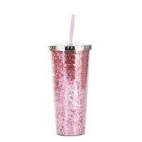 2021 New Plastic Straw Cup Glitter Water Cup Wholesale Cold Drink Cup sku image 6