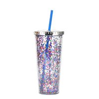 2021 New Plastic Straw Cup Glitter Water Cup Wholesale Cold Drink Cup sku image 7