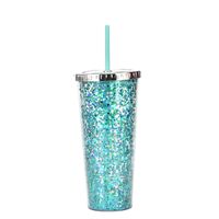 2021 New Plastic Straw Cup Glitter Water Cup Wholesale Cold Drink Cup sku image 11