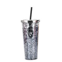 2021 New Plastic Straw Cup Glitter Water Cup Wholesale Cold Drink Cup sku image 16