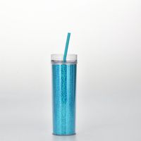New Products In Stock Skinny Straight Body Double Plastic Straw Cup 450ml Adjustable Water Cup Magic Color Laser Drink Cup sku image 8