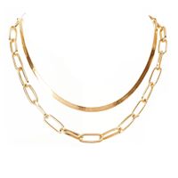 European And American Double-layer Snake Bone Box Chain Necklace sku image 1