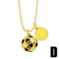 Simple Geometric Heart Dripping Smiley Face Expression Double Pendant Necklace sku image 4