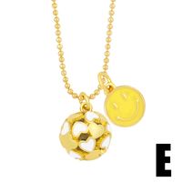 Simple Geometric Heart Dripping Smiley Face Expression Double Pendant Necklace sku image 5