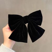 New Hair Accessories Women's Gold Velvet Big Bow Head Clip Personality Ponytail Hairpin Classic Style Spring Clip Factory Direct Sales sku image 1