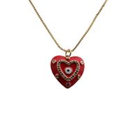 Simple Style Devil's Eye Heart Shape Copper Enamel Plating Inlay Zircon Gold Plated Pendant Necklace sku image 4