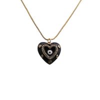 Simple Style Devil's Eye Heart Shape Copper Enamel Plating Inlay Zircon Gold Plated Pendant Necklace sku image 5