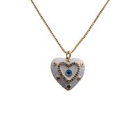 Simple Style Devil's Eye Heart Shape Copper Enamel Plating Inlay Zircon Gold Plated Pendant Necklace sku image 3