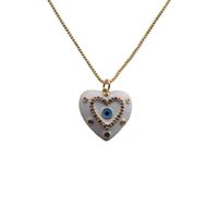 Simple Style Devil's Eye Heart Shape Copper Enamel Plating Inlay Zircon Gold Plated Pendant Necklace main image 7