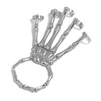 New Bracelet European And American Personalized Punk Skull Hand Bone Five Finger Ring Bracelet Adjustable Integrated Chain Women sku image 3
